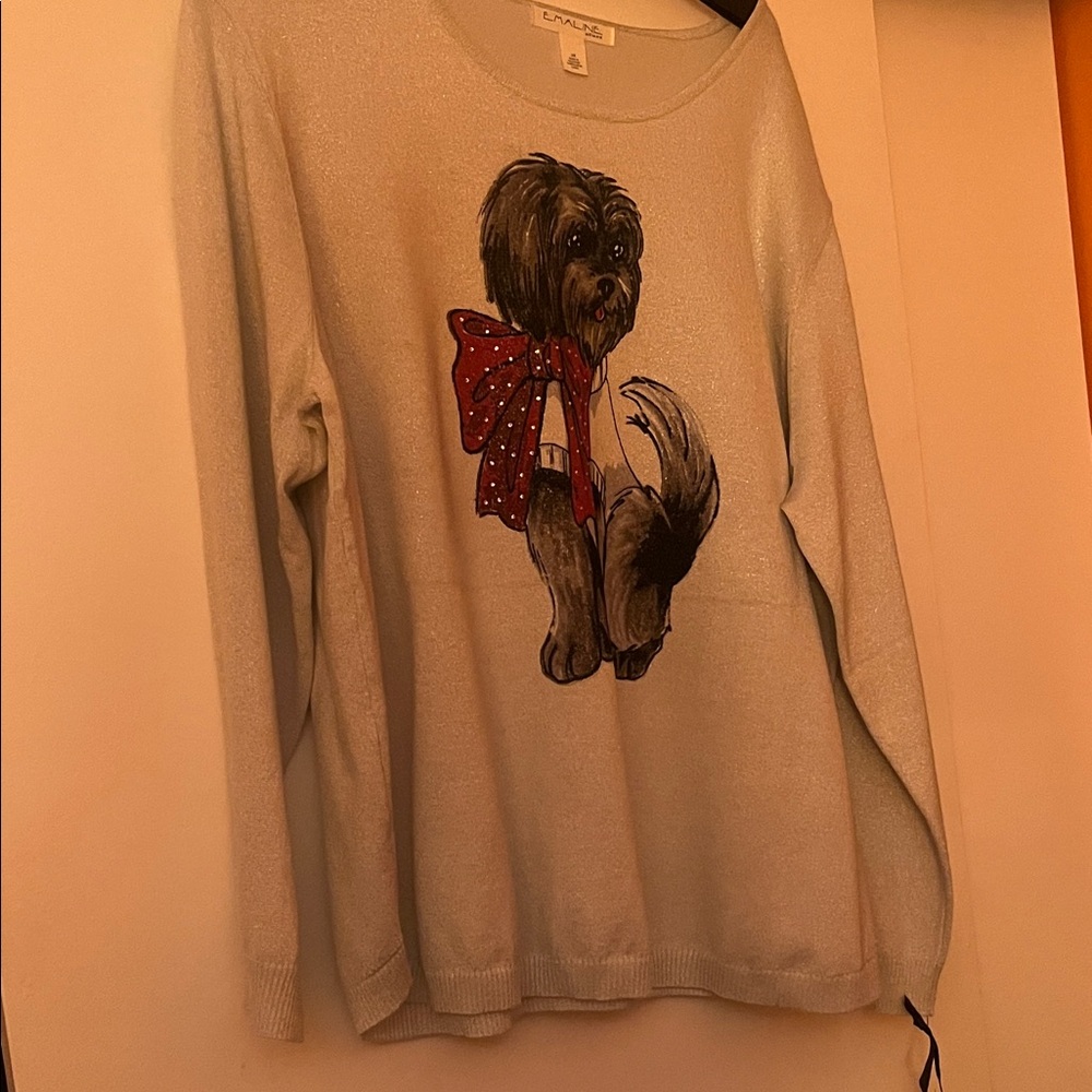 Charming Canine Graphic Sweater - Cream
